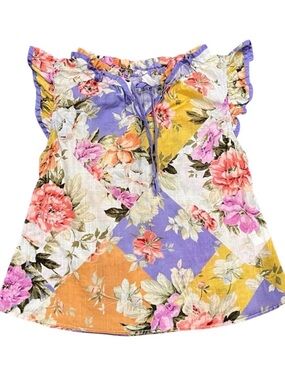 ZIMMERMANN Girl’s Pattie Floral Patchwork Print Flutter
Sleeve Cotton Top SZ 4